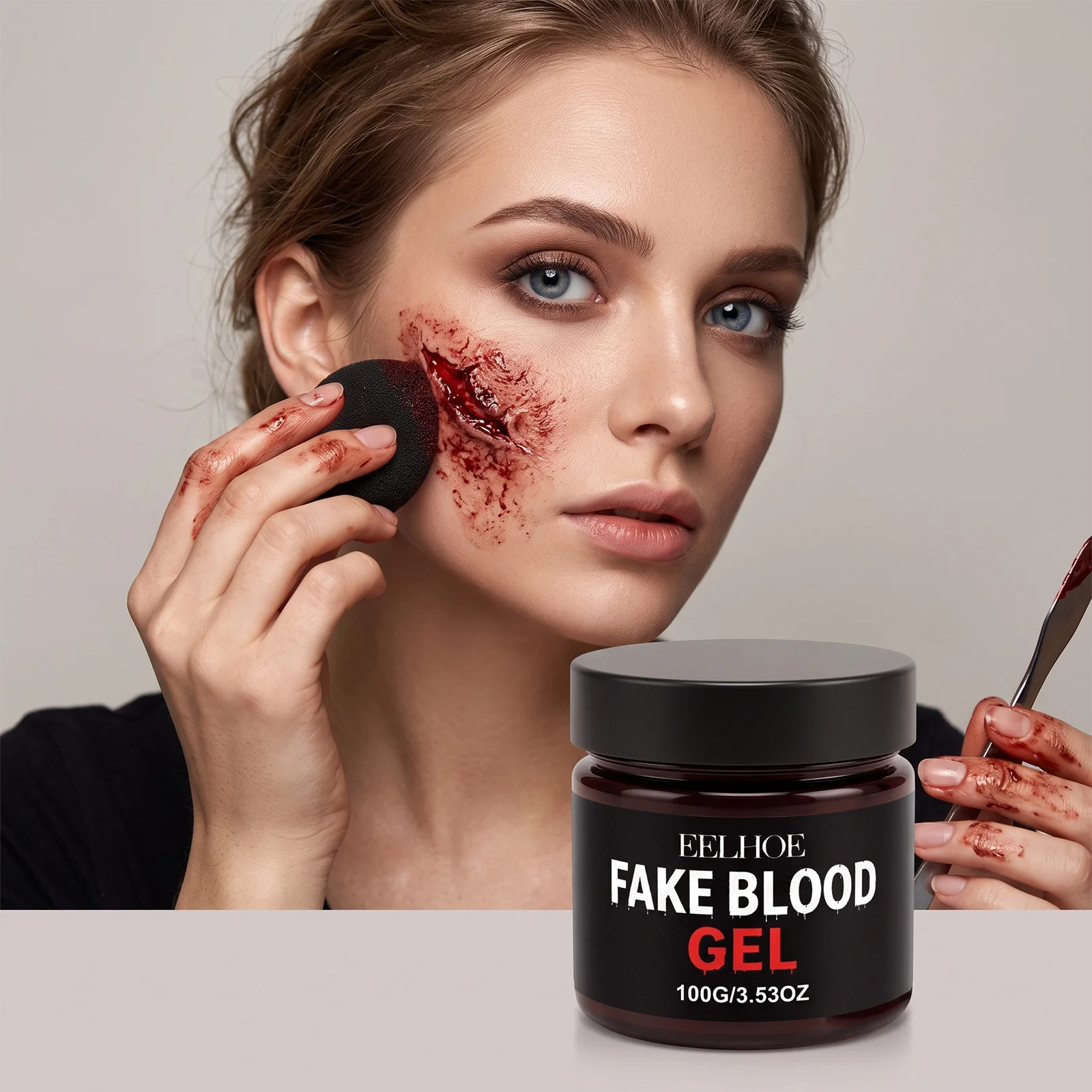 Fake Blood Spray Kit 60ml Washable Halloween Special Effects Makeup Realistic Blood for Vampire Zombie Cosplay Horror Party Cost