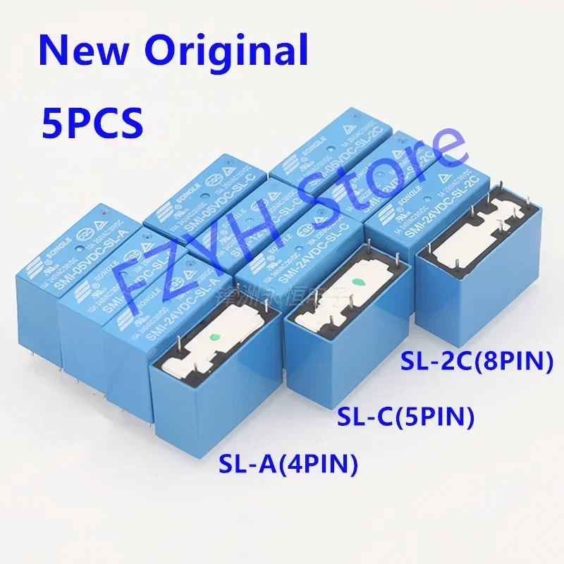 25pcs   SMI- 05V 12V 24VDC -SL-2C SMI-05VDC-SL-A SMI-12VDC-SL-C SMI-24VDC-SL-2C 10A 4/5/8PIN 5V 12V 24V power relay