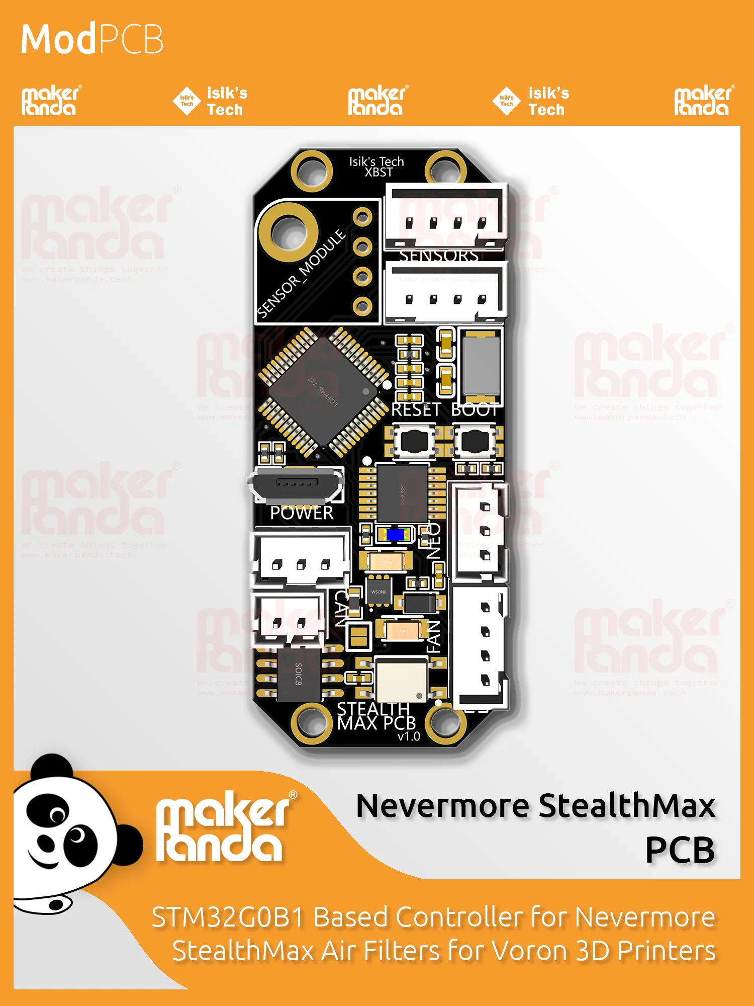 

makerPanda Nevermore StealthMax Печатная плата для воздушных фильтров Nevermore, разработанная Isik's Tech