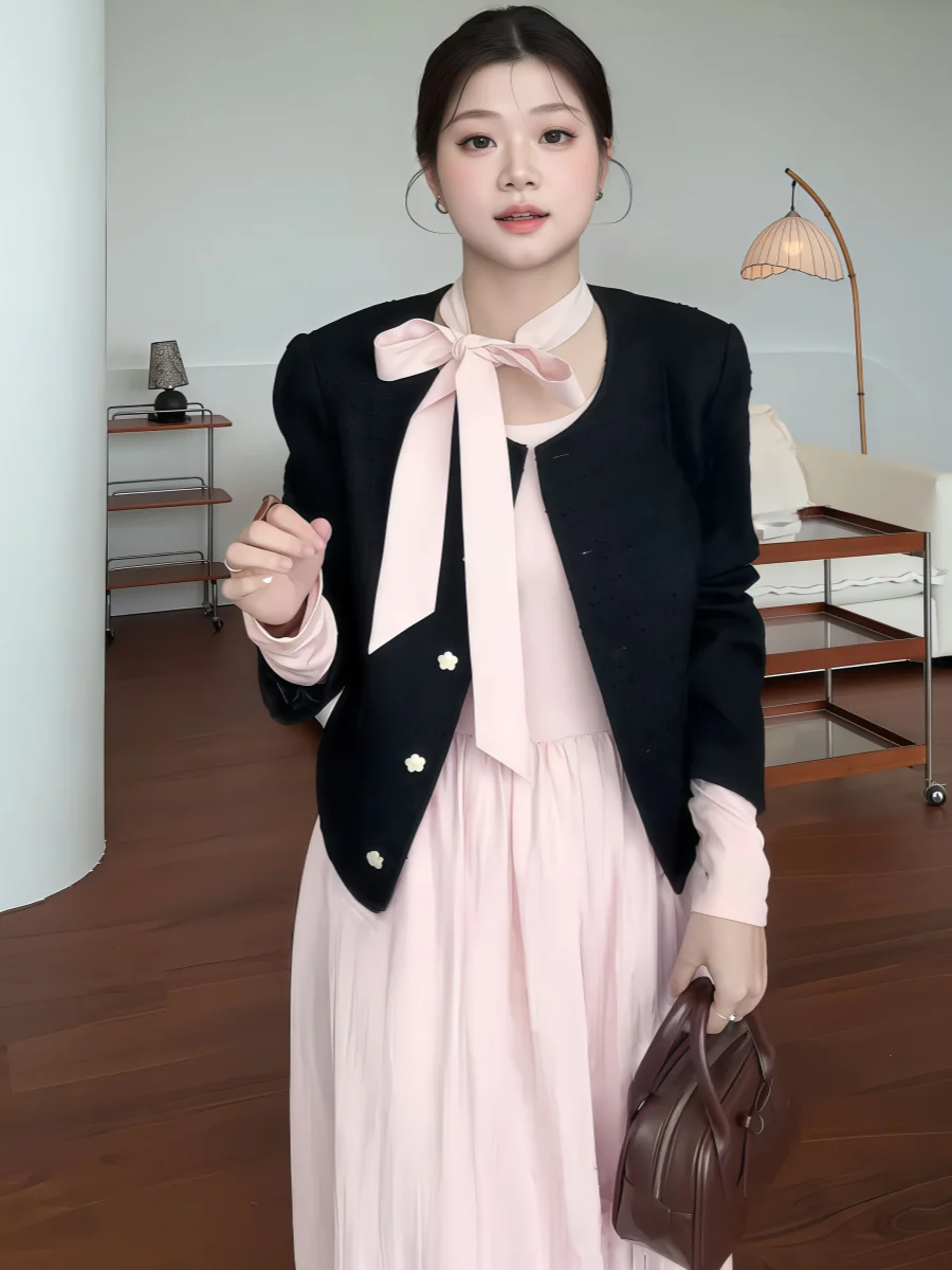 

Твидовый жакет с воротником для женщин, весенний, в стиле пэчворк, спортивный, в стиле университетской формы, для студентов, молодежный, элегантный