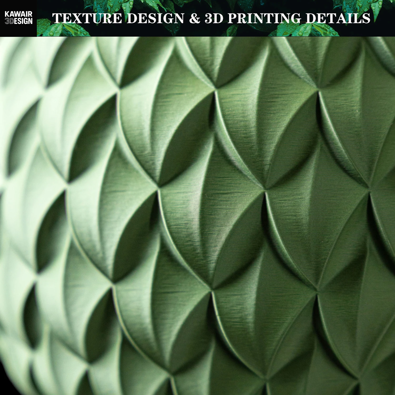 Biodegradable 3D Printed Flower Pot Rhombus Design Line Texture Square Style Home Decor maceta