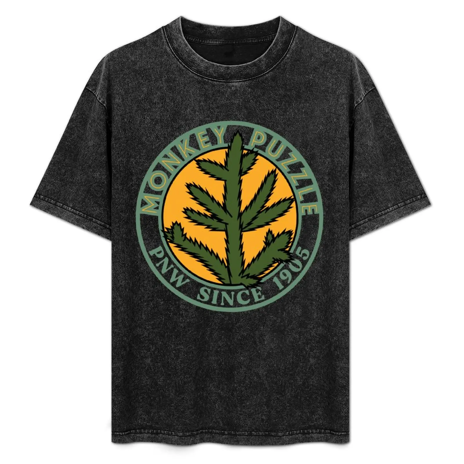 Monkey Puzzle Pacific Northwest Emblem Green and Gold T-Shirt blue archive plus size tops Men's t-shirts