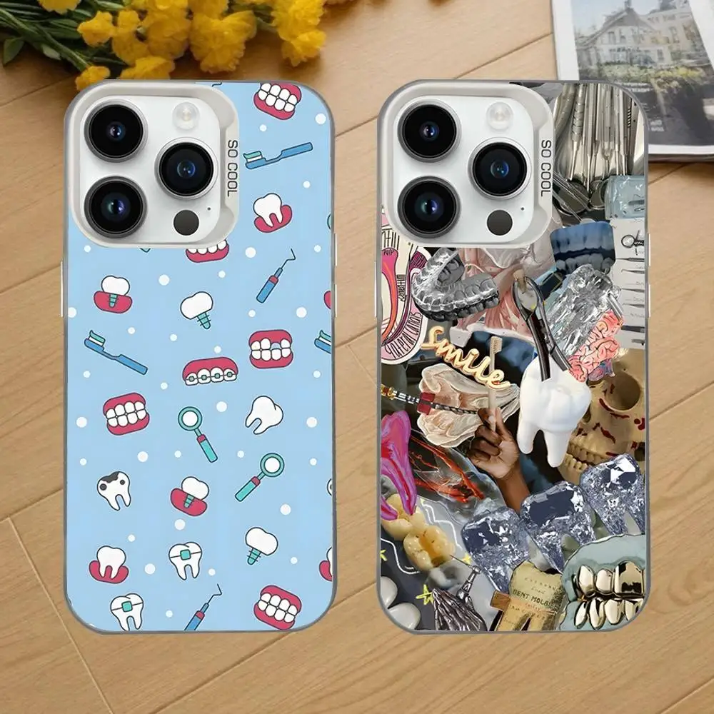 

Dentist Teeth Tooth Collage Phone Case For iPhone 16,15,14,13,12,11,Mini,Pro,SE,MAX White Matte Shockproof Cover