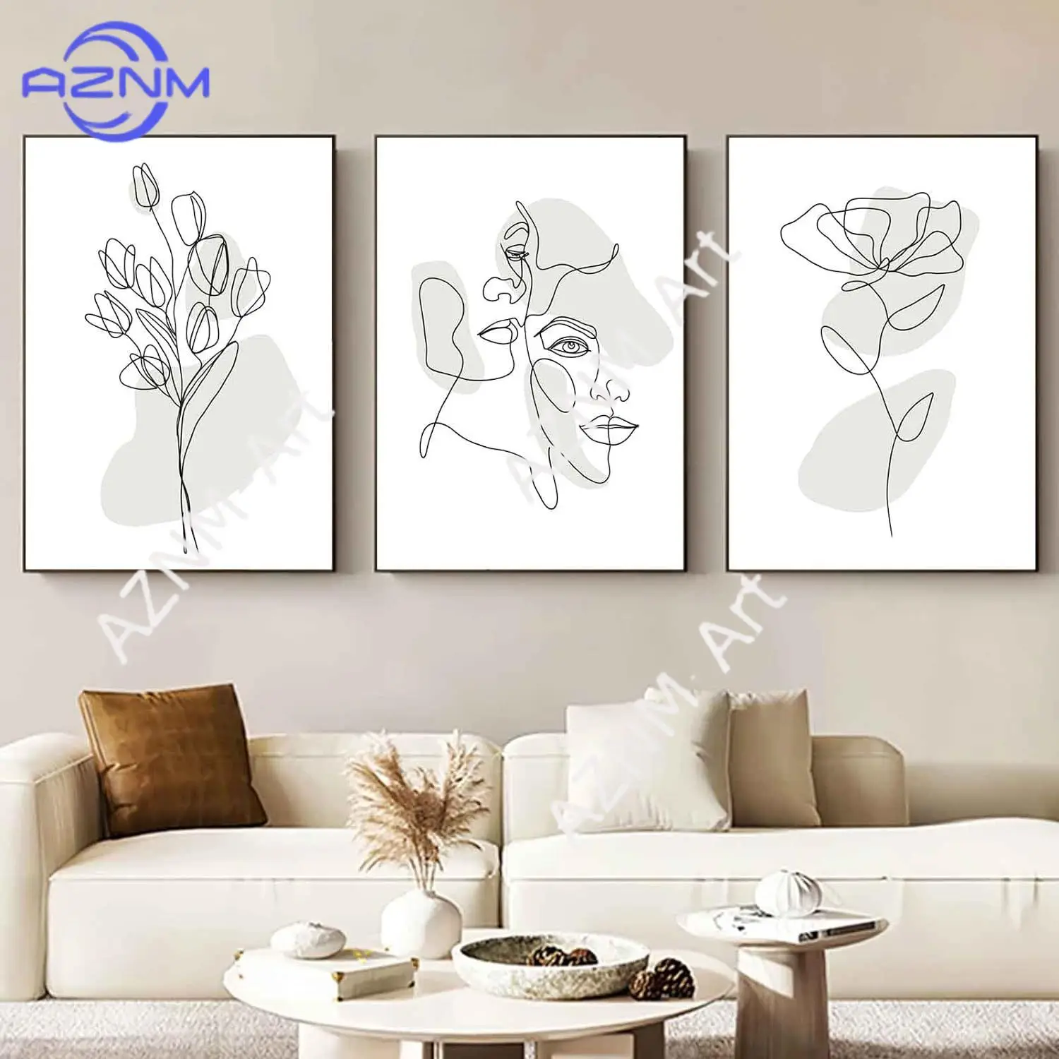 1/3 Stück, abstrakte Linien, Gesicht, Blumen, Geometrie, nordischer moderner Stil, Wohnzimmer, Schlafzimmer, Dekoration, Hängebilder