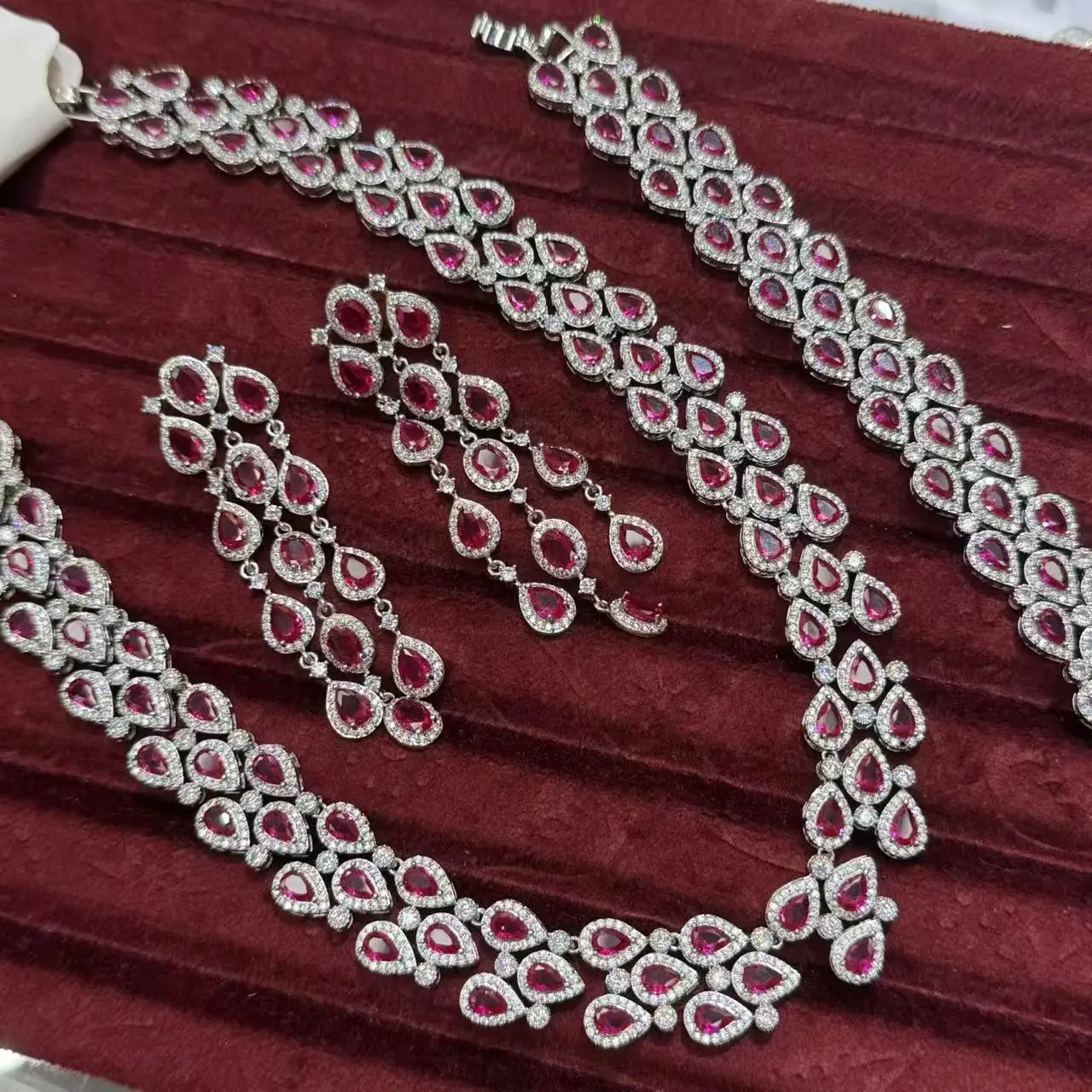 NONE Ensemble Collier et Bracelet à Franges Strass 3