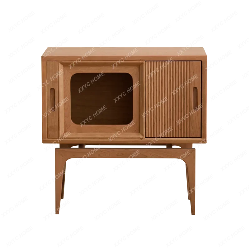 X-S Retro  Nightstands  Vintage Mid Century Bedside Table Drawers Bookshelf Antique Szafki Nocne Furniture  HG