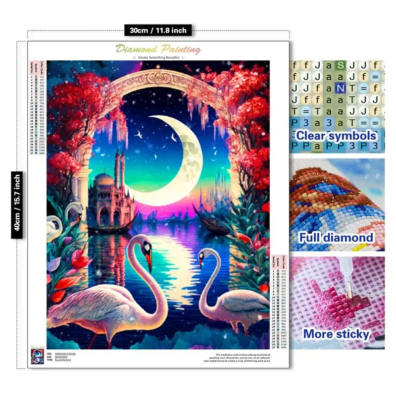 GATYZTORY 5D DIY Diamond Painting Seaside Swan Round Diamond Mosaic Embroidery Sale Sea Needlework Home Decor 30x40cm