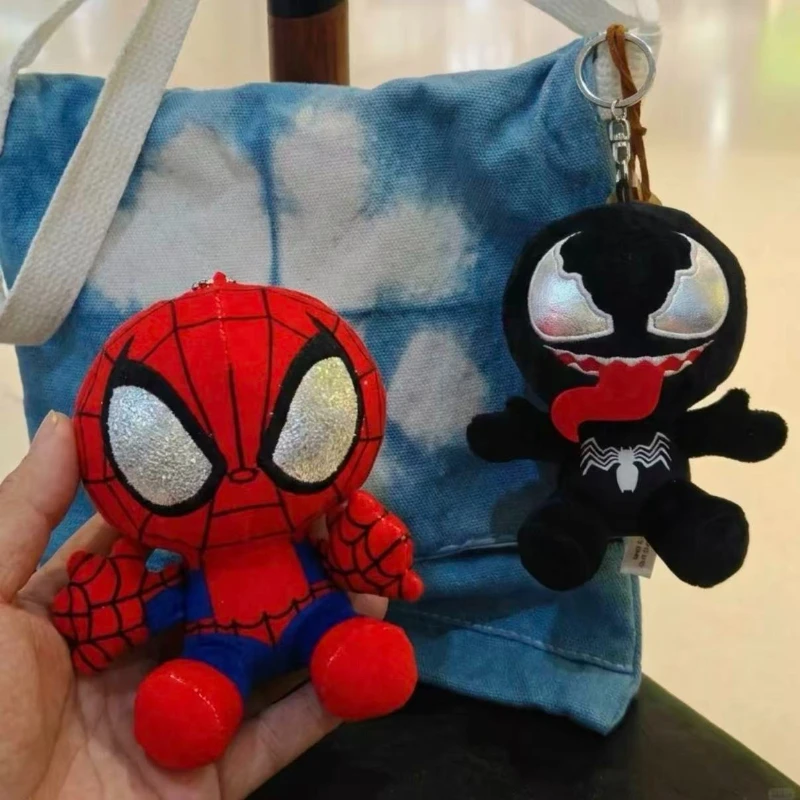 Marvel Figure Q Version Spider Man Venom Plush Toy Ghost Spider Lovely Superhero Stuffed Toy Charms Adorable Bag Doll Gift