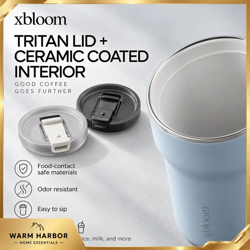 Xbloom Ceramic Coated Travel Coffee Cup Leakproof Insulated Tumbler Portable Mug Double Wall Hot Cold Drinkware Outdoor Gifts