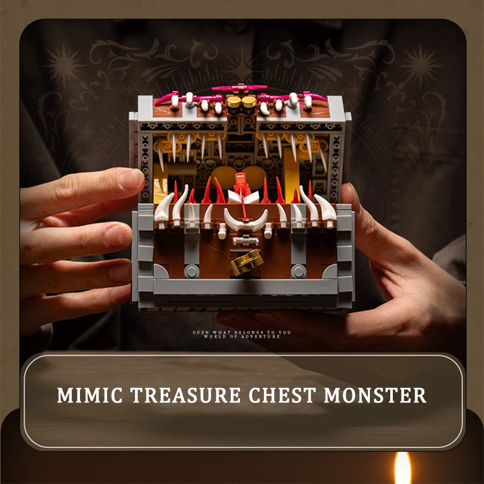 2024 New Mimic Treasure Chest Monster Building Blocks Set, MOC Game Series Pirate Treasure Box Bricks Toys for Kids Gift 560Pcs