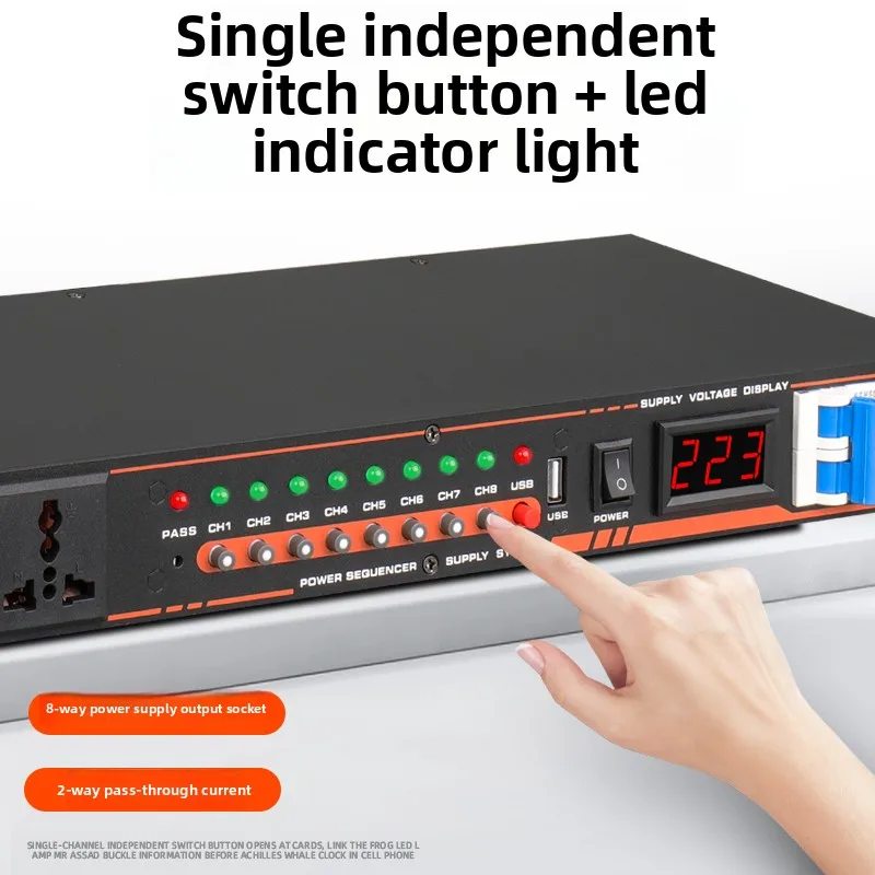 

8 + 2 Professional Filter Power Sequencer Household KTV Performance Conference Cabinet Power Socket, Manager, Controller