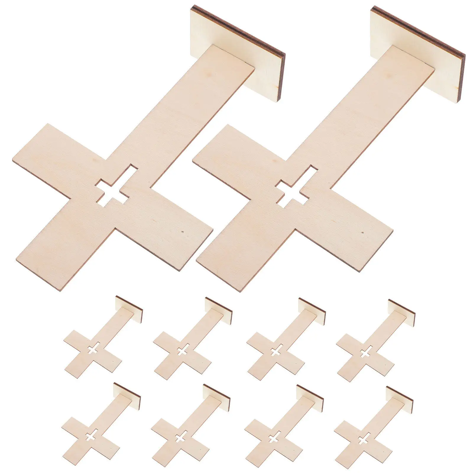 30Pcs Wooden Cross Cutouts Unpainted Standing Base Table Centerpiece DIY Crafts Communion Church Christmas Projects