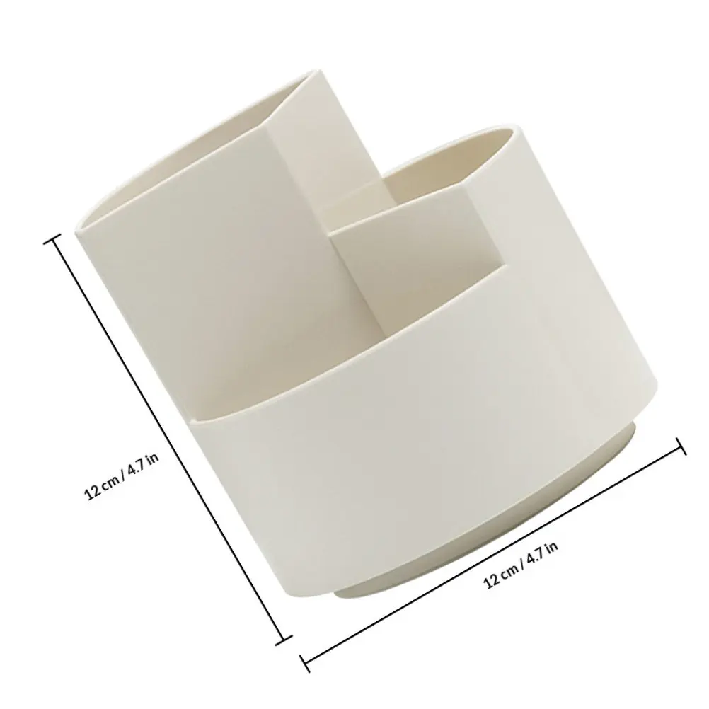 3-Section Rotating Desktop Pen Holder Makeup Container Organizer for Brushes Lipstick Nail Polish Small Items Home