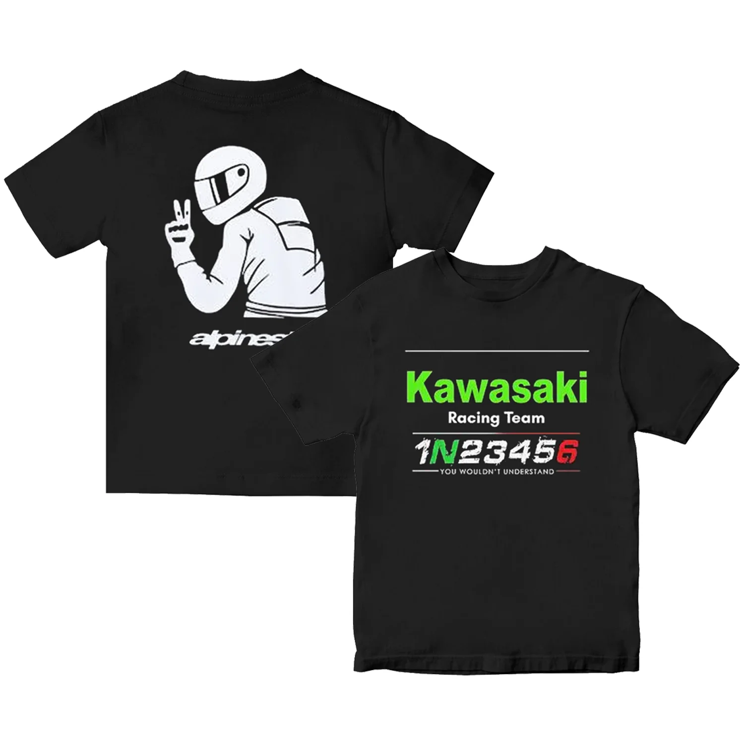 

2025-26 Самая продаваемая футболка Kawasaki Racing Team, хлопковая футболка для езды на мотоцикле, летняя свободная повседневная футболка с круглым вырезом и коротким рукавом