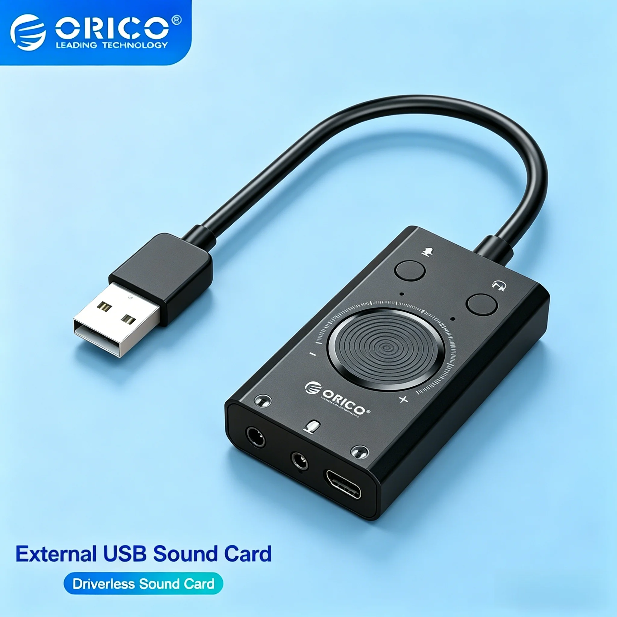 

Внешняя звуковая карта ORICO с USB-портом и разъемом для микрофона, 3,5 мм