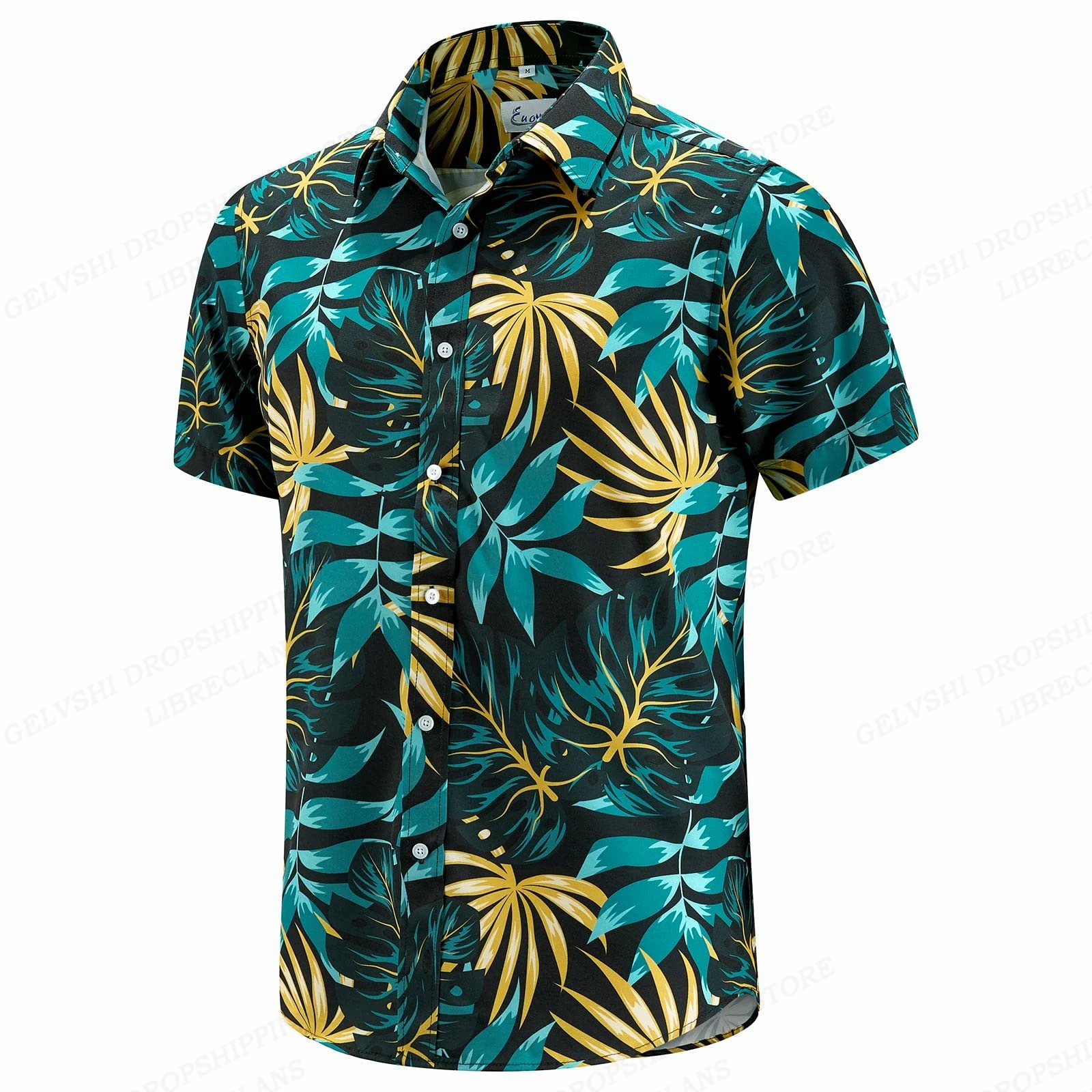 Bloemen Hawaiiaans Shirt Tropisch Blad 3d Bedrukte Shirts Heren Damesmode Oversized Blouse Mannen Roeping Revers Shirt Strand Hemd