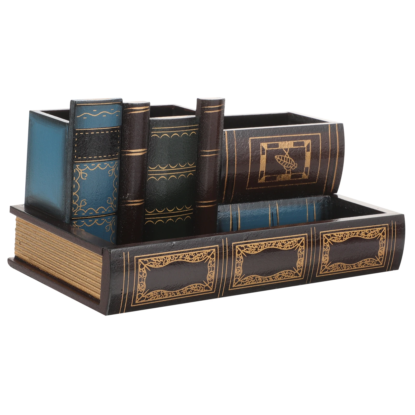 

Retro Pen Holder Storage Container Desk Organizer Book Style Display Office Supplies Stationery Holder
