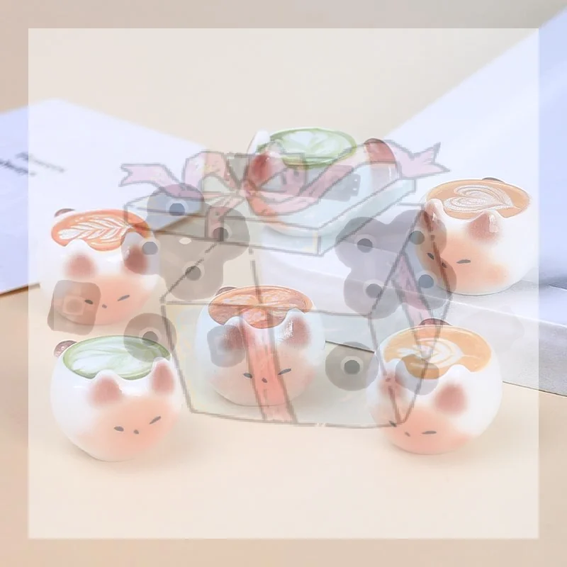5/10pcs Non Porous Resin Cat Latte Beads Mini Coffee Figurines Cute Supplies for DIY Candle Surface Decoration