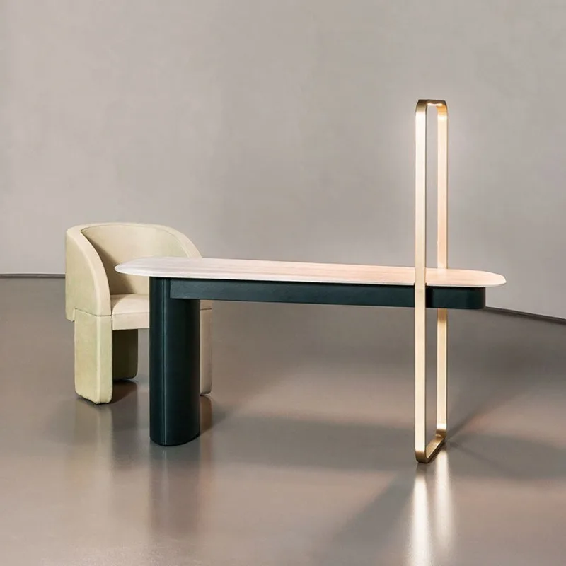 Minimalist light luxury solid wood desk cabinet household marble desktop desk writing computer desk height