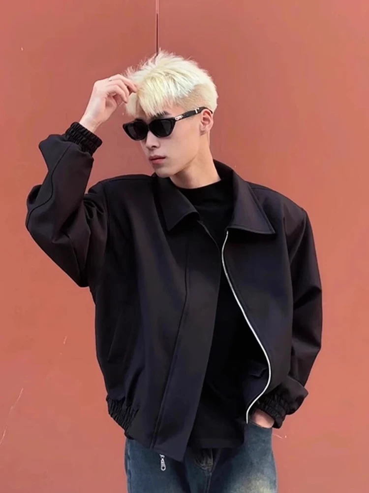 

Cleanfit American Sle ort Pilot Jaet Men's Spring Autumn Faion Brand Flip Collar Outerwear Casual Haome Trendy