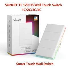 SONOFF T5 120 86 1C 2C 3C 4C Wifi Smart Wall Touch Switch TX Ultimate Full Touch Access Smart LED Light Switch tramite eWelink Alexa