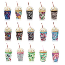 Reusable Iced Coffee Sleeve Cup Insulator for Cold Drinks Beverages and Neoprene Holder for Most Coffee 16-18oz cups