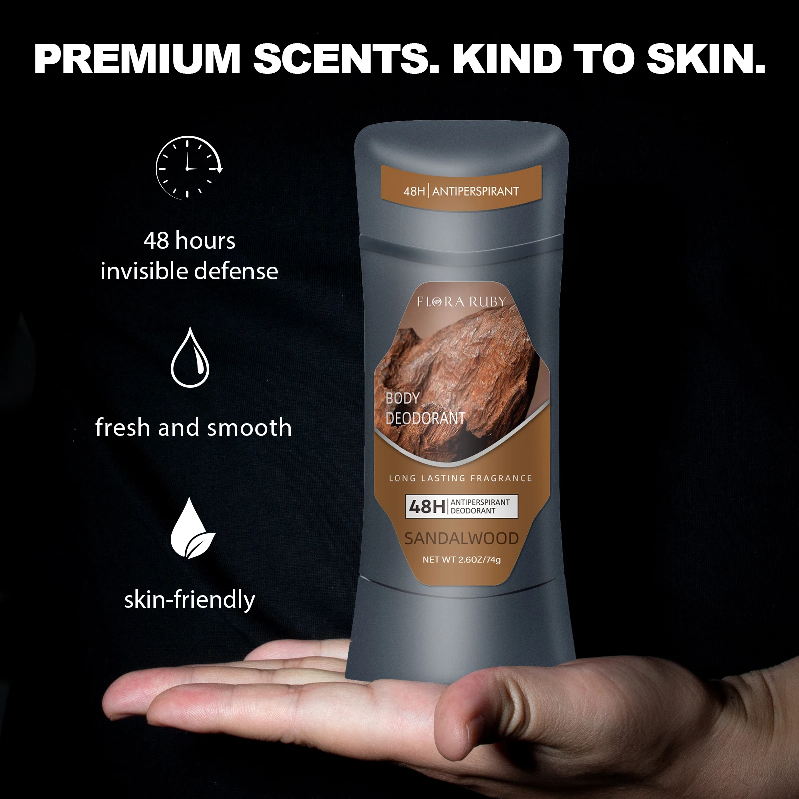 Stik Deodoran Kayu Cendana Pria Anti Keringat Tetap Kering Aroma Tahan Lama Menghilangkan Bau Ketiak Stik Penyegar Ketiak 74G