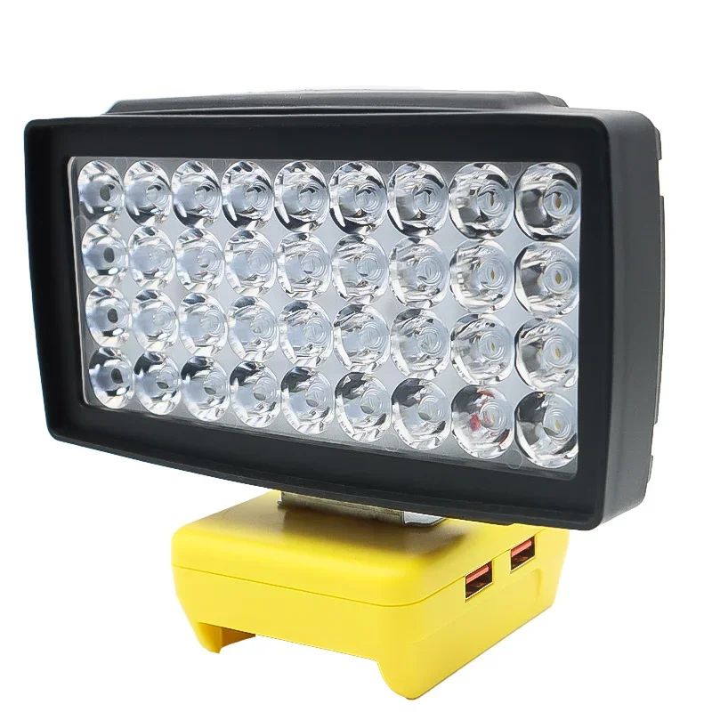 36 Beads LED Car Work Light Flashlight Electric Torch Spotlight USB Power Bank For DeWalt 18V 20V DCB206 DCB203 Li-ion Battery