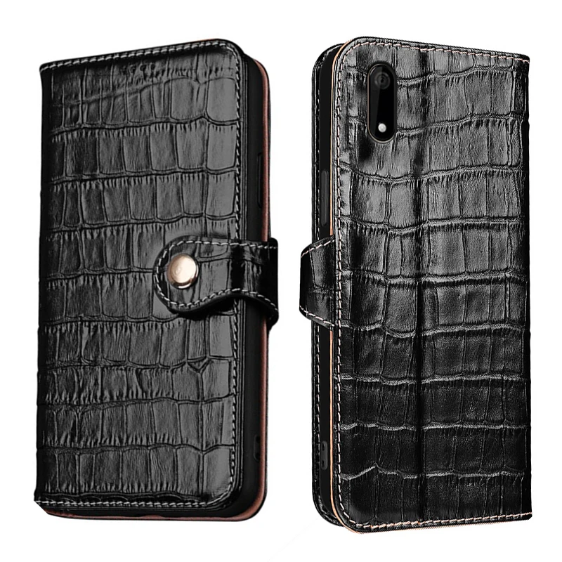 

Genuine Leather Crocodile Texture card Slot Wallet Cover For Wiko Sunny 5 Lite 4 PIus Filp Magnetic button Fall prevention Case