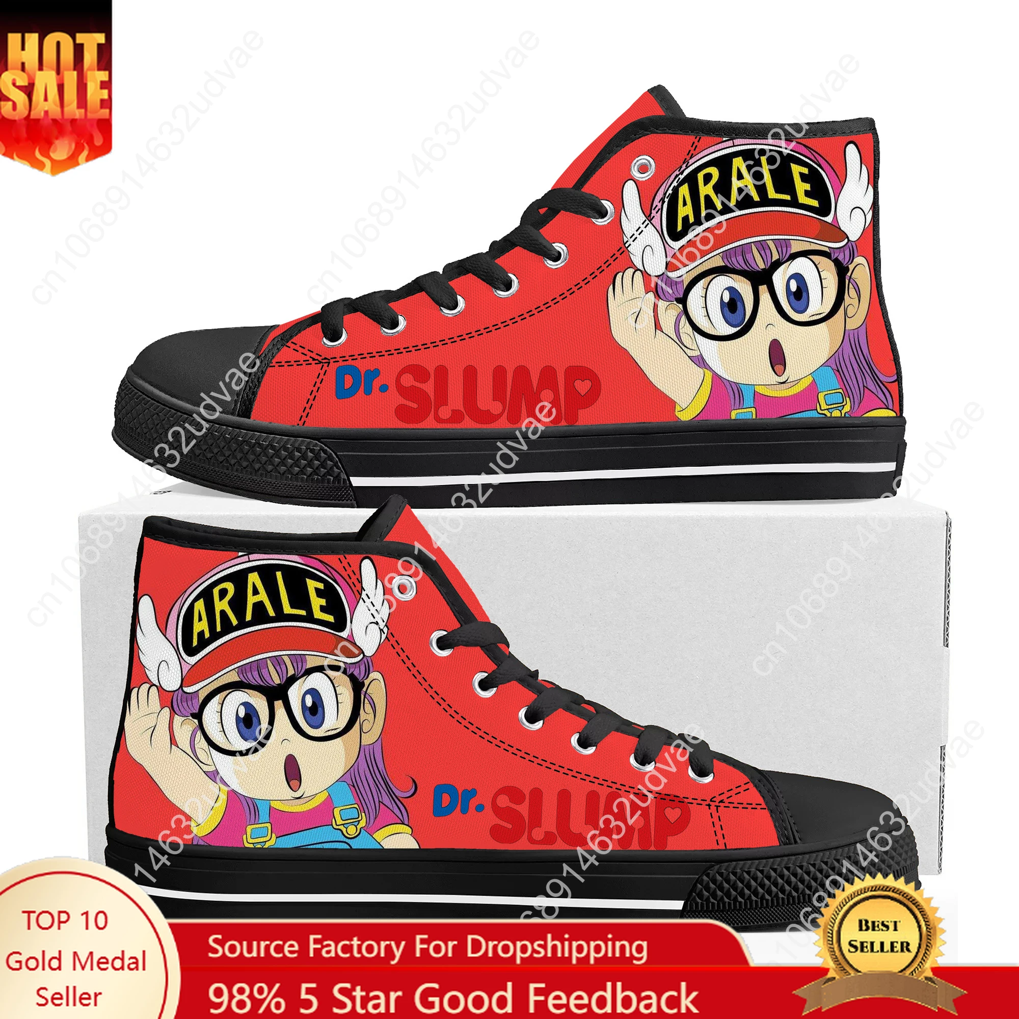 

A-Arale Dr Slump High Top Shoes Men Women Teenager Sneakers Canvas High Quality Sneaker Custom Made Couple Shoe Black Sole