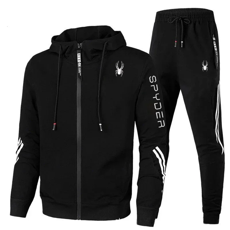 Spring Autumn Men Tracksuits Sets Long Sleeve Hoodie+Jogging Trousers 2 Piece Fitness Running Suits Sportswear Casual Clothing