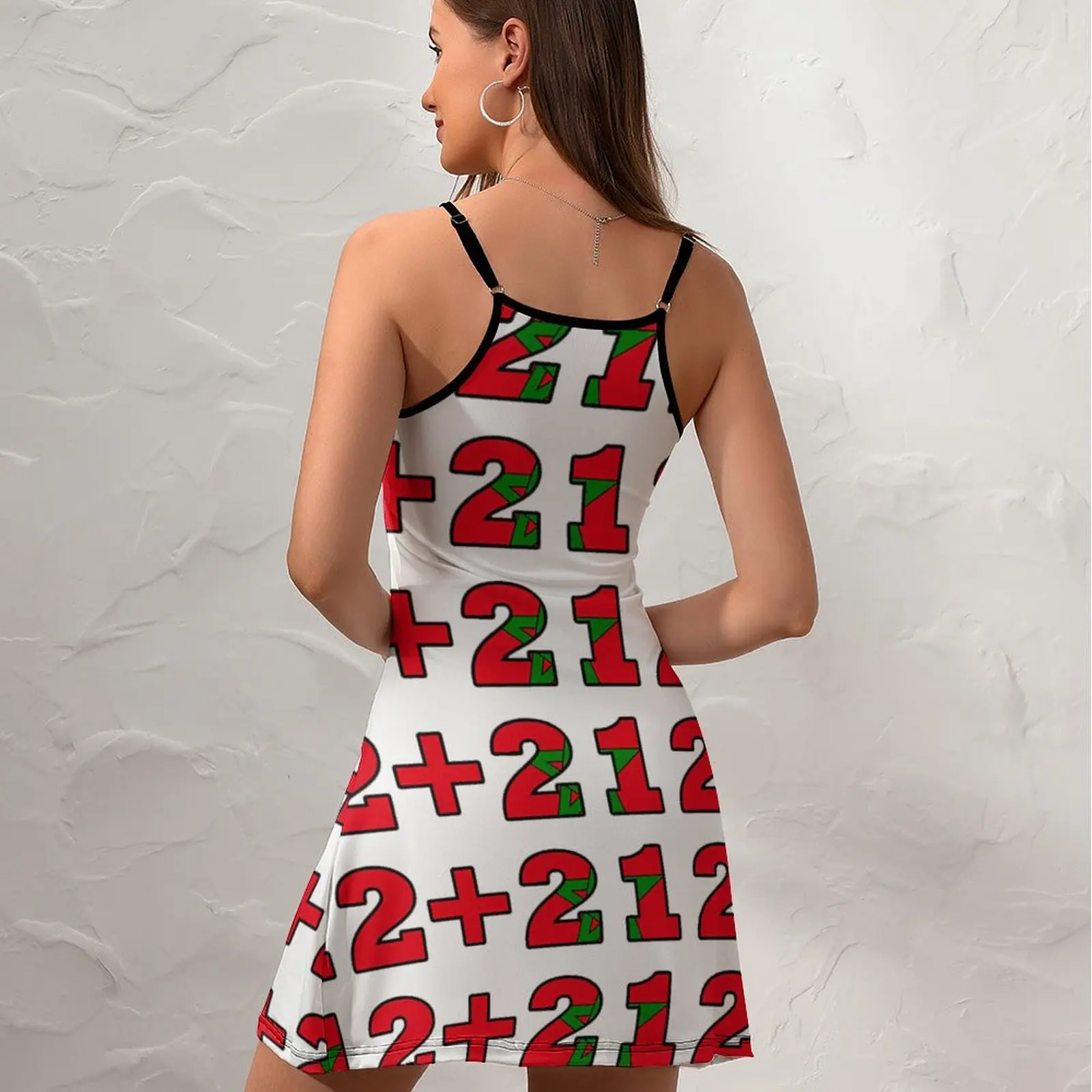 Exotic Stylish Design of Morocco Country Code with Flag  Women's Sling Dress Humor Graphic Cocktails  Woman's Gown Suspender Dre