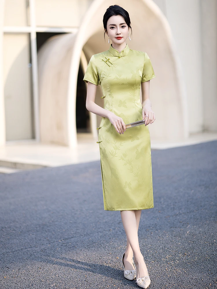 

Женское платье Ципао, весна-лето 2025, новая улучшенная модель, маленький размер, для успешных мам, готовящихся к экзаменам в старшую школу, в стиле ретро, средней длины.