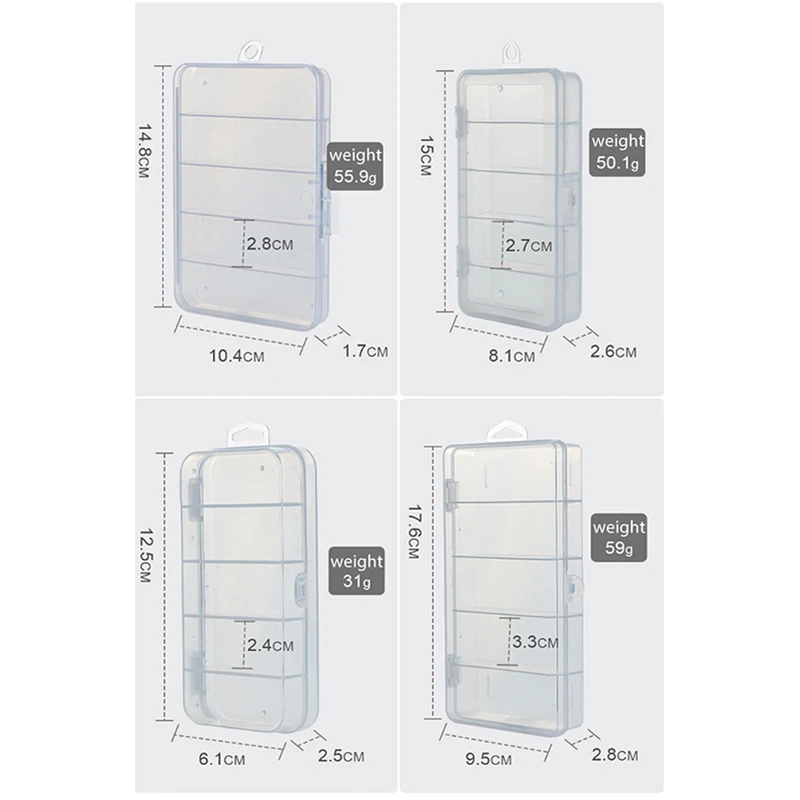 낚시 루어 투명 PP 플라스틱 상자, 액세서리 상자, 미끼 스파클 상자, 낚시 상자, 투명 낚시 태클 상자, 5 박스