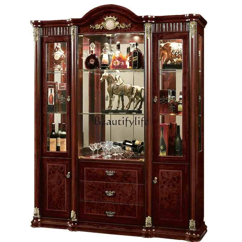 

European wine cabinet high-end luxury living room wall glass door display cabinet