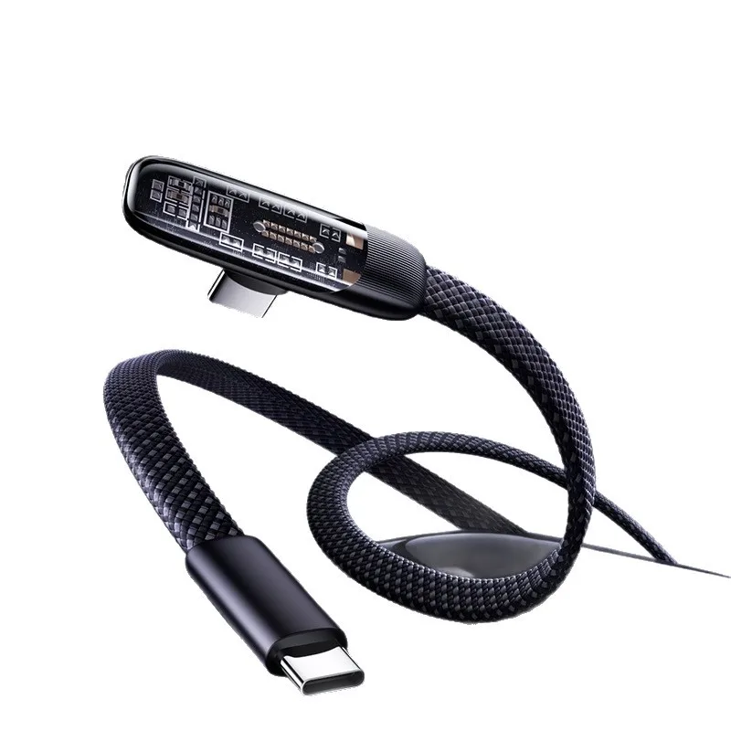 90 Degree Elbow 100W Type C-C Charging Cable Braided Anti-break Cord For Mobile Game Laptop Daily Charging 1M 1.5M 2M for Xiaomi
