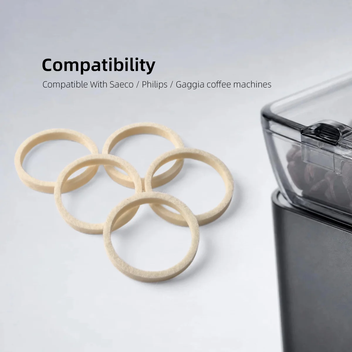 45.4*39.4*4mm Felt Washer Compatible with Saeco/Philips/Gaggia Espresso Machine Grinders Wool Ring Espresso Machine Accessories