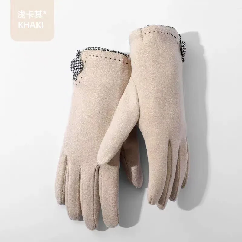 المزاج: القيادة وركوب الدراجات النسائية للخريف والشتاء مع عزل مخملي سميك، قفازات دافئة، قفازات شاشة تعمل باللمس