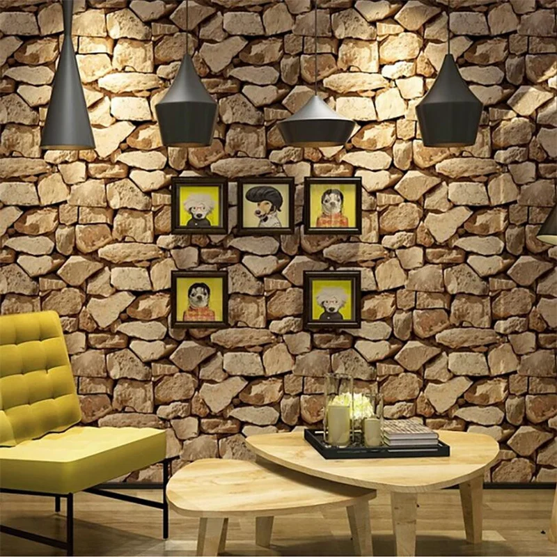 3D Simulated Stone Pattern Wallpaper Brick Design Dormitory Store Decor Restaurant Living Room Background Brick Rock Wall Decor