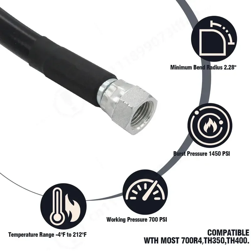 For GM 4L60E 4L80E Flexible Stainless Steel Braided Transmission Cooler Line Kit - 6AN Hose