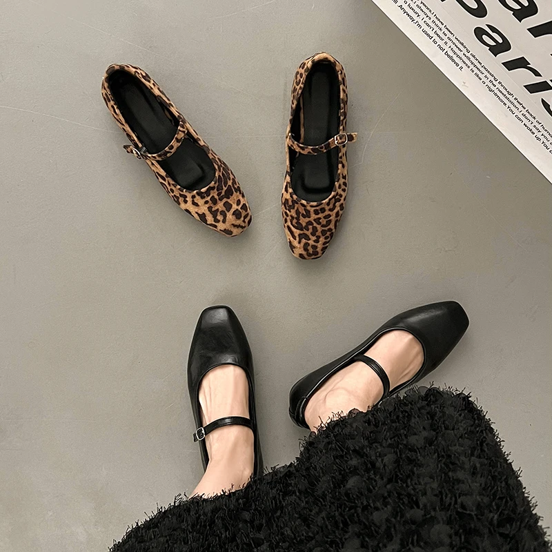 

Designer Leopard Print Women Loafers Flats Fashion Shallow Shoes 2026 Spring Ladies Elegant Soft Sole Mary Jane Shoes