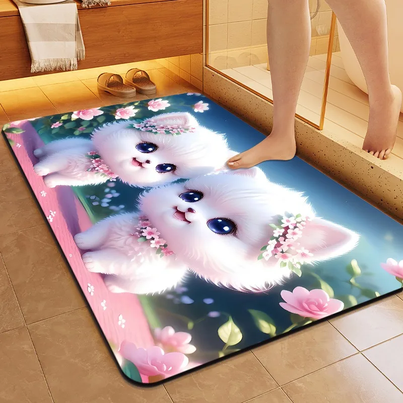 Naked Eye Visual Cute Pet Floor Mat Diatomaceous Mud Bathroom Floor Mat Bathroom Absorbent Foot Mat Entrance Door Mat