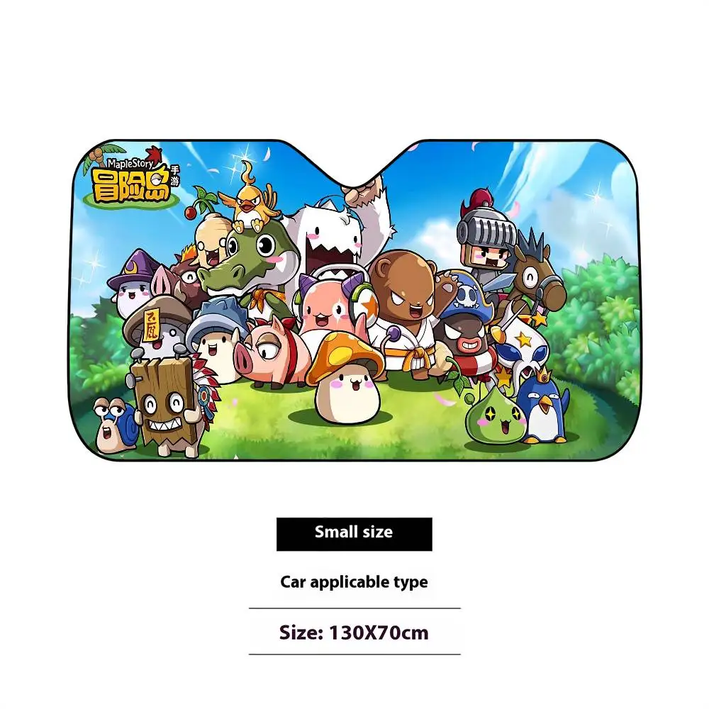 M-maplestory jogo carro pára-sol cortinas pára-brisas janela dianteira viseira 70x130cm viseira de sol solar proteger xadrez presente novidade carro