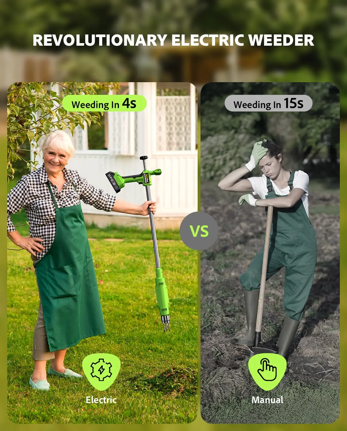 TaskStar Electric Weed Puller 20000RPM High Torque Motor Handheld Stand Up Weeding Tool 3-claw Steel Head Garden Weeder for Makita 18V Battery Pin