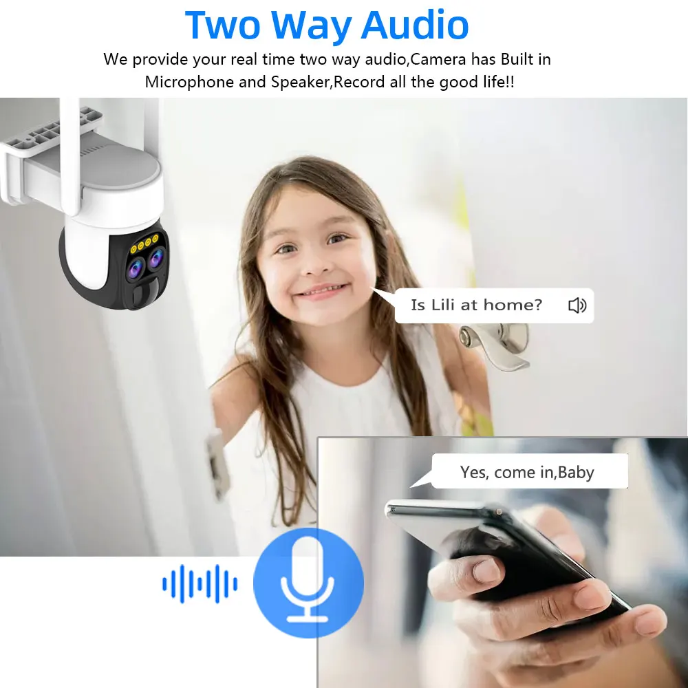 Dual Lens WIFI Solar Cameras 10X Zoom 8MP Wireless Surveillance PTZ Battery Camera 4K Color Night Vision Two Way Audio O-KAM APP
