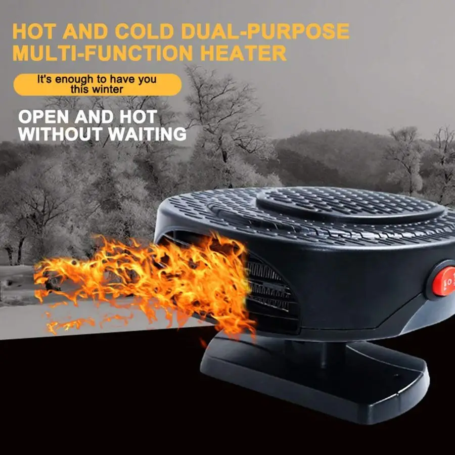 2 في 1 سخان سيارة ومروحة تبريد 150 وات 12 فولت مزيل الصقيع التلقائي وديميستر للوحة القيادة الزجاج الأمامي