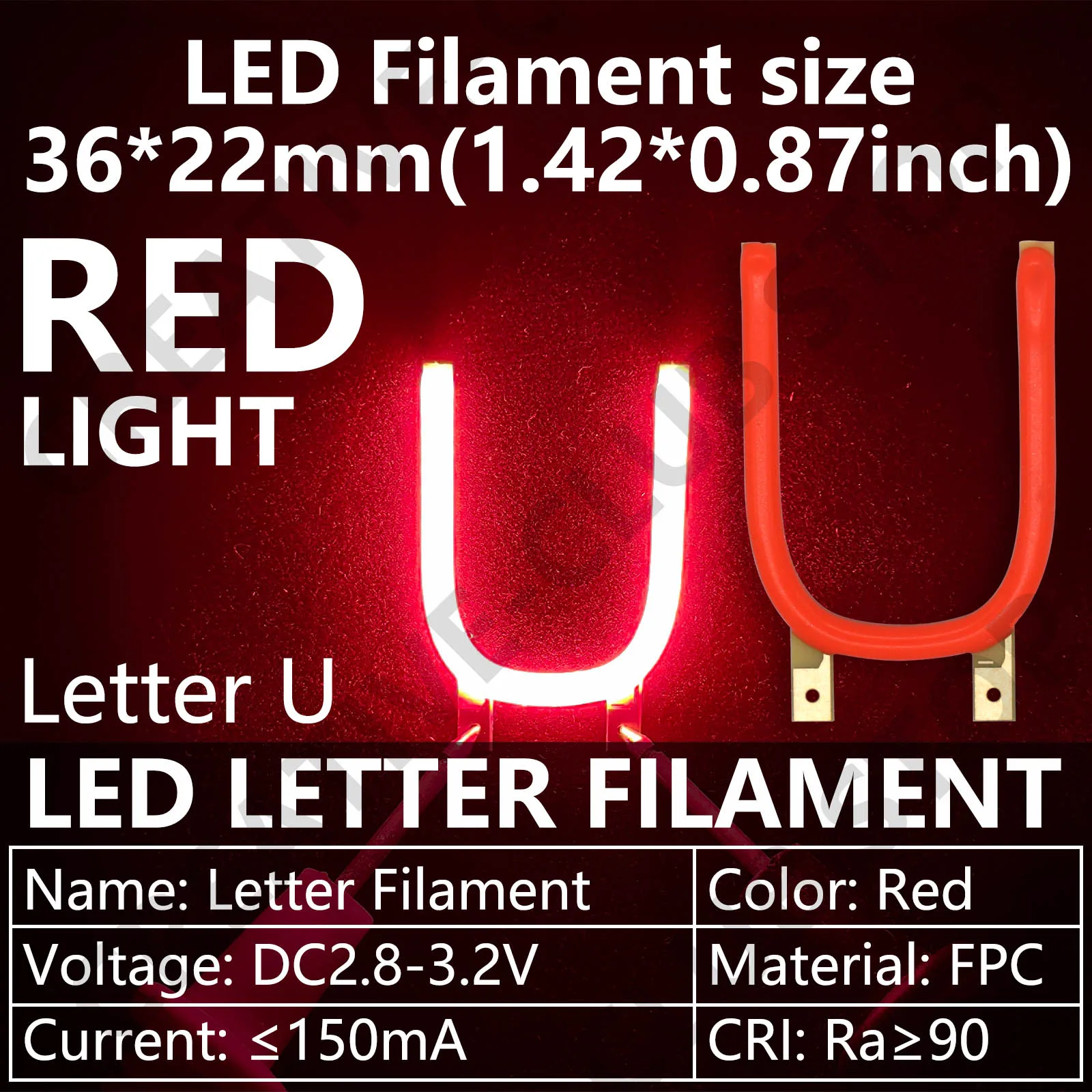 DC3V LED Filament Red Light Romantic Creative Letter NOPQRSTUVWXYZ DIY for Christmas Holiday Party Light Bulb Diode Accessories