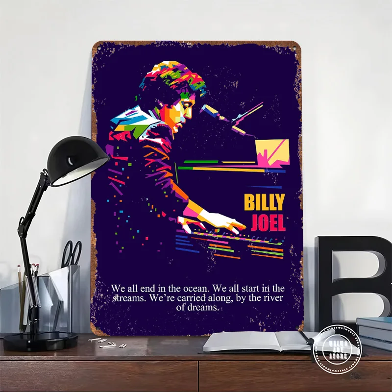 Billy Joel Poster Customized Vintage Metal Signs Wall Art Retro Tin Plaque for Bedroom Decoration Room Accessories Desk Decor