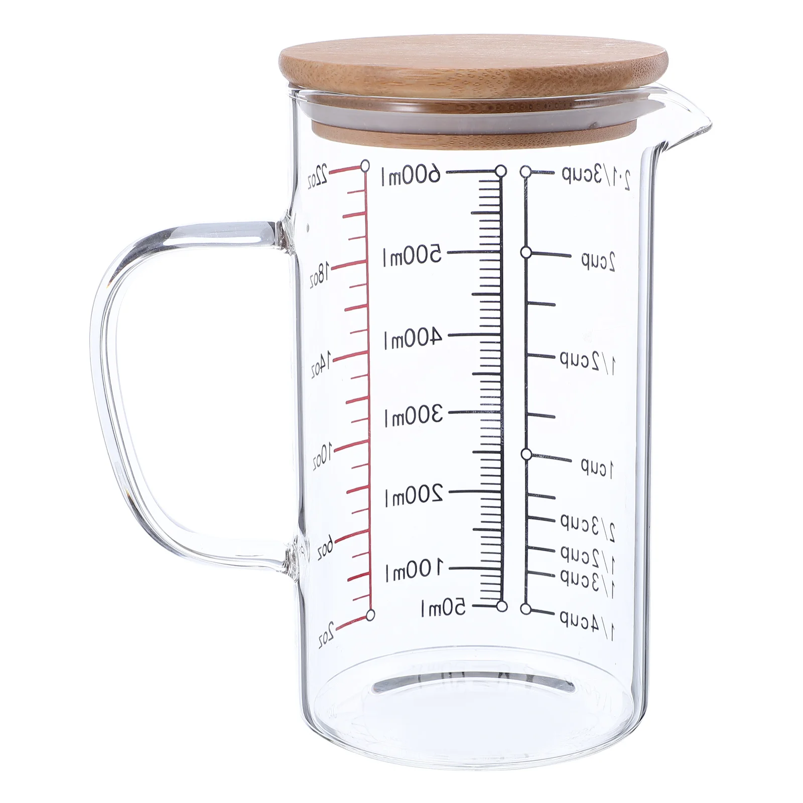 

600Ml Graduated Glass Measuring Cup with Lid Heat Resistant Transparent for Microwave Safe Liquid Measuring Coffee Milk Mixing
