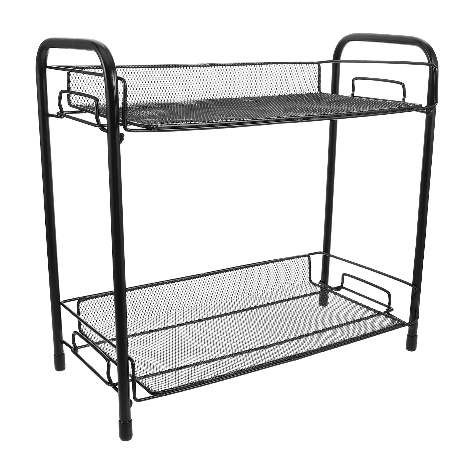 

Double Layer Coffee Station Organizer Stainless Steel Countertop Storage Rack Kitchen Spice Mug Holder Modern Space